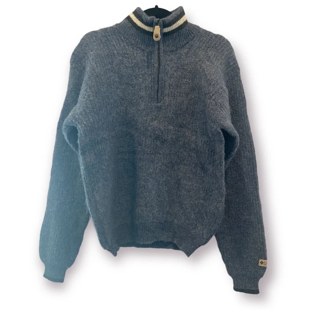 COLUMBIA Vintage 90’s Shetland Wool Sweater 1/4 Zip Mock Neck Small